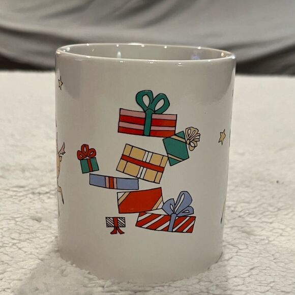 Vintage 10oz Christmas Stoneware Mug with Original Box Santa and Reindeer NOS - Picture 4 of 9